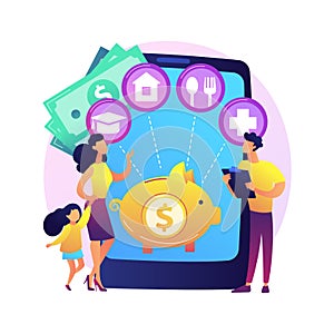 Family budget planning abstract concept vector illustration.