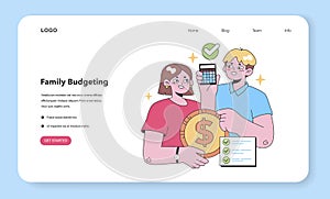 Family Budgeting concept. Flat vector illustration.