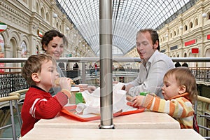 Family in a cafe