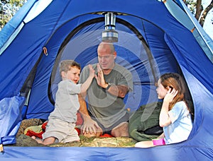 Family Camping in Tent