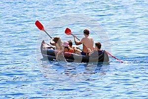 Family canoeing