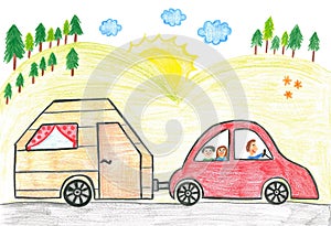 Family car with caravan