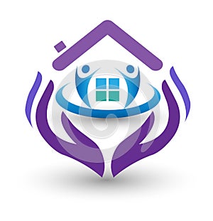 Family care hands and home logo