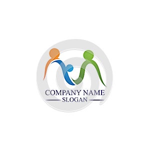 Family care infinity logo Familly illustration Logo template design.