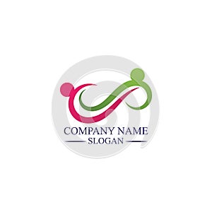 Family care infinity logo Familly illustration Logo template design.