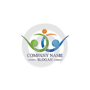 Family care infinity logo Familly illustration Logo template design.