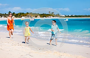 Family at Caribbean beach