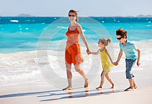 Family at Caribbean beach