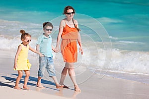 Family at Caribbean beach