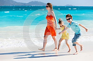 Family at Caribbean beach