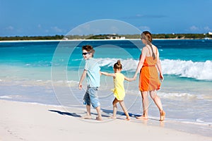 Family at Caribbean beach