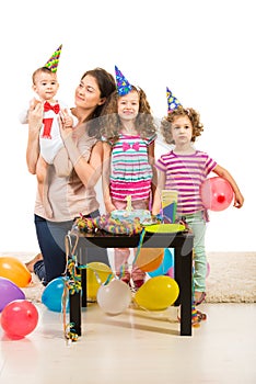 Family celebrate first year birthday of boy