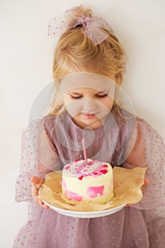 Family celebrates the birthday of their little daughter.