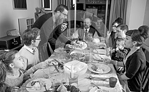 Retro Vintage Family Thanksgiving Day Dinner Turkey photo