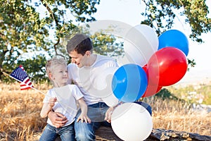 Family celebrating 4th of July