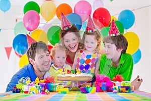 Family celebrating birthday party