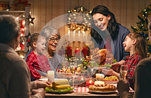 Family celebrating Christmas