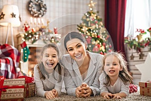 Family celebrating Christmas