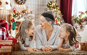 Family celebrating Christmas