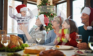 Family celebrating Christmas