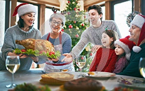 Family celebrating Christmas