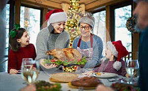 Family celebrating Christmas