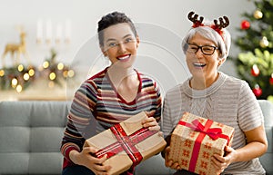 Family celebrating Christmas