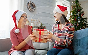 Family celebrating Christmas