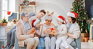 Family celebrating Christmas