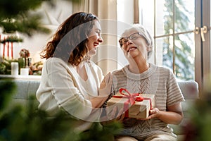 family celebrating Christmas