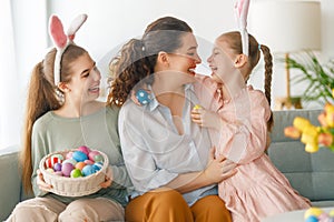 Family celebrating Easter