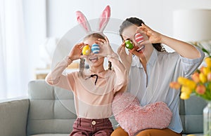 Family celebrating Easter