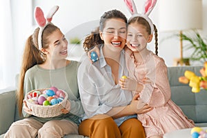 Family celebrating Easter