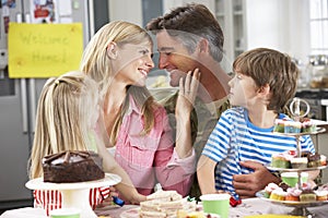 Family Celebrating Father's Homecoming