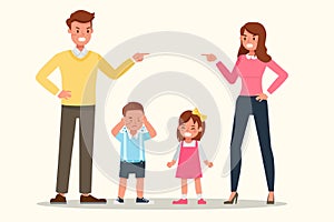 Family character vector design. Presentation in various action with emotions, angry and sad. no3