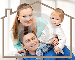 Family with child and dream house