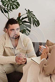 Family with a child at a psychotherapist at the reception