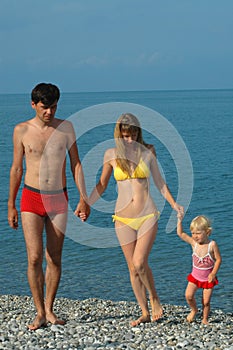 Family with child walking