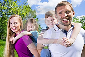 Family with children in park