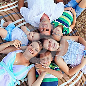 A family with childs outdoors photo