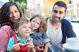 Family close to the pool