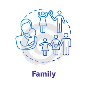 Family concept icon. Loving relationship. Marriage, motherhood. Self-building for fulfilling life. Couple planning for