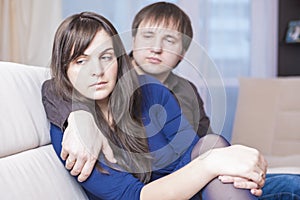 Family Concepts and Ideas. Young Caucasian Couple Having Relationships Difficulties and Conflicts