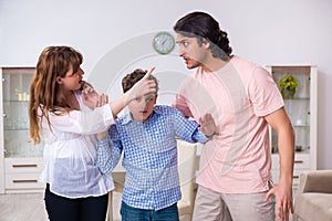 Family conflict with husband and wife and child