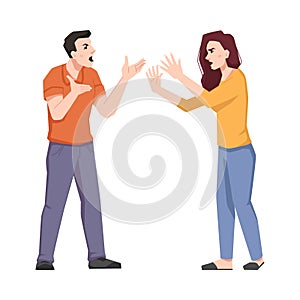 Family conflict quarreling couple screaming people