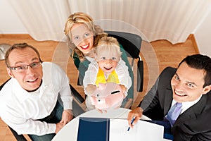 Family with consultant - finance and insurance photo