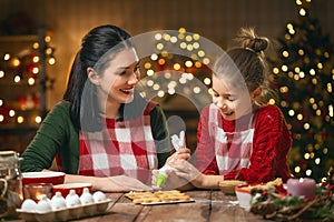 Family cooking Christmas cookies