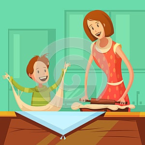 Family Cooking Illustration