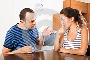 Family couple having serious conversation