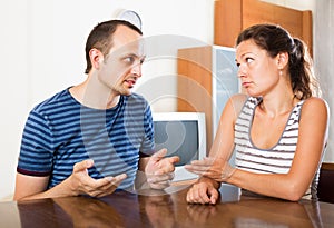 Family couple having serious conversation